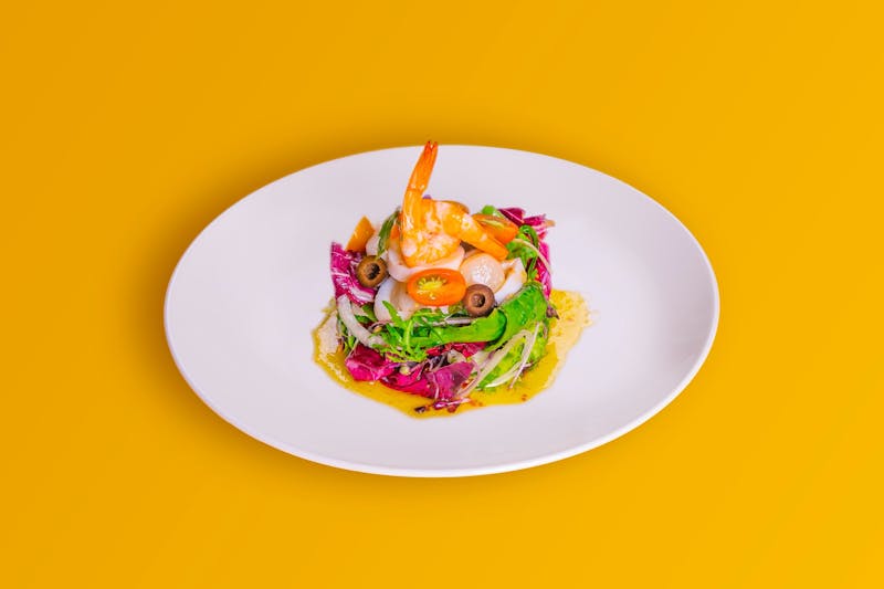 Fresh mango shrimp salad with tropical dressing